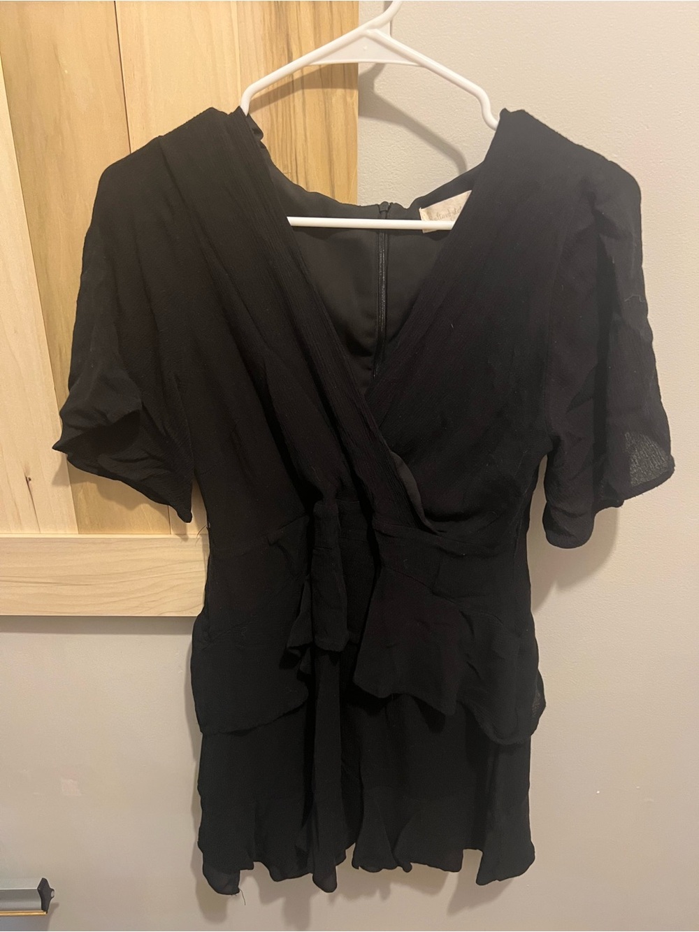 Black Women's Wrap-Style Short Dress